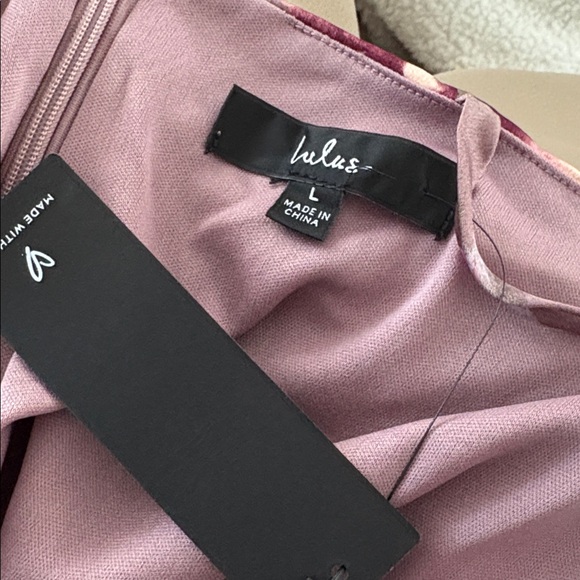 NWT Lulu's Fleur-ty Behavior Mauve Floral Satin Tie-Strap Midi Dress - Picture 7 of 8